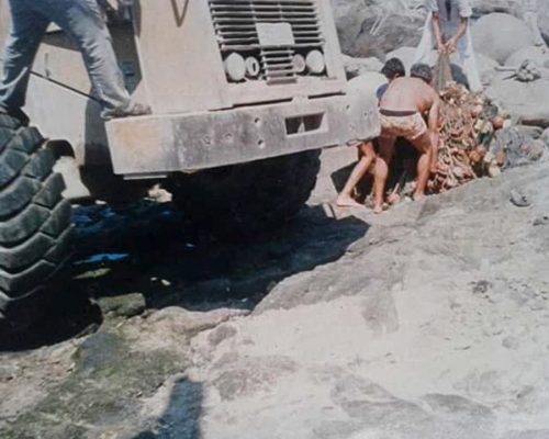 Guanaqueros: Foto que muestra los trabajos iniciales en la Caleta La Safá